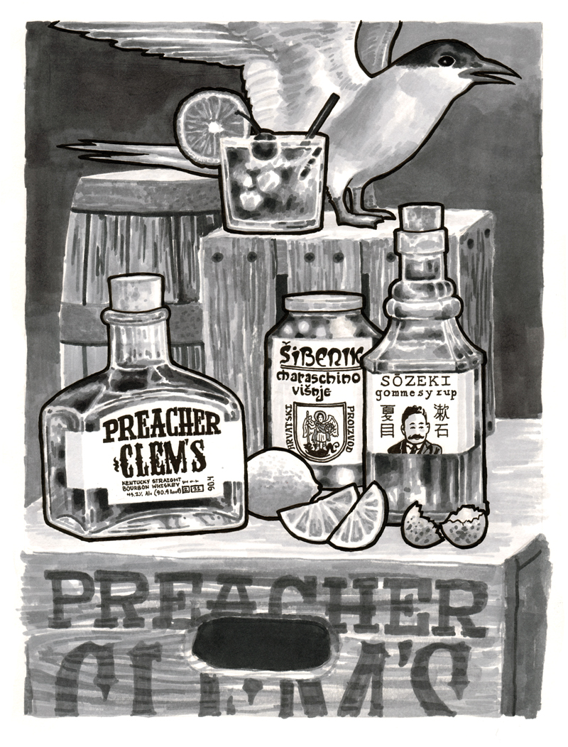 Praetor Kryptonite Whiskey Sour. Illustration by Ezra Butt