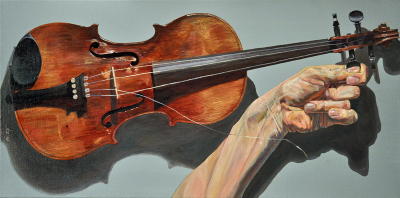 Violin Hand Study 1 by Paul Rutz. 2013. Oil on canvas. 24 x 12 inch