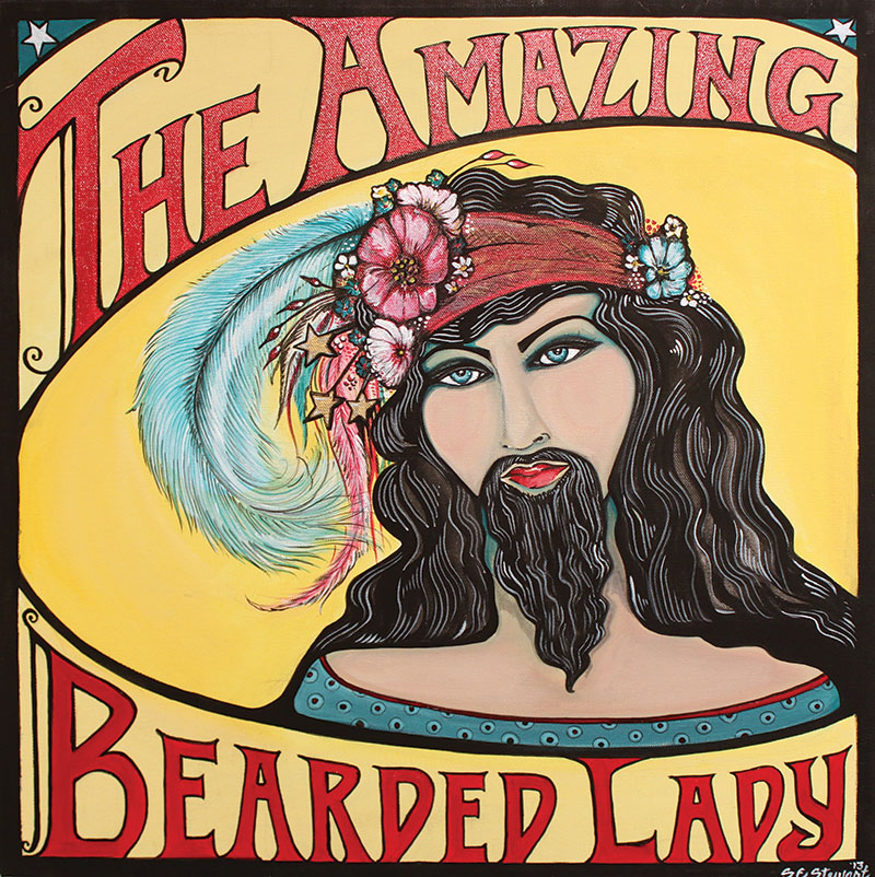 Suzanne Elise Stewart, The Amazing Bearded Lady. 2013. Acrylic on canvas.