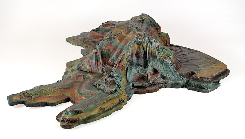 Table Mountain (north view), 2013. Wood, paper, acrylic and polyurethane, 32in x 32in x 8in. Photograph by Ian Wallace.