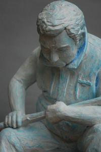 A working proof of Christopher Wagner’s sculpture of Lance Grebner, an Army veteran who  saw heavy combat in Vietnam. Polyurethane coated in acrylic, 2014,14”x 8”x 8”.